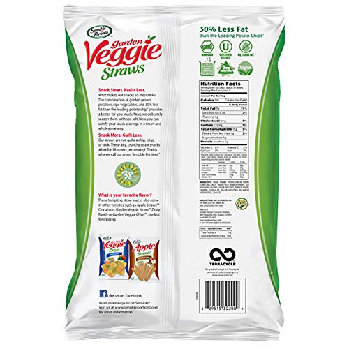 Sensible Portions Garden Veggie Straws, Sea Salt, 7 Oz.
