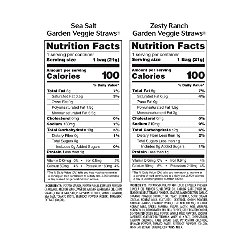 Sensible Portions Garden Veggie Straws, Sea Salt & Ranch Multipa...