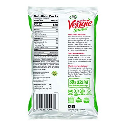 Sensible Portions Garden Veggie Straws, Snack Size Variety Pack,
