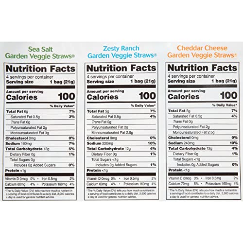 Sensible Portions Garden Veggie Straws Variety Pack, Sea Salt, Z...