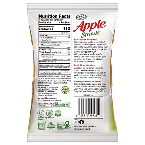 Sensible Portions Sweet & Salty Straws Variety Pack, Apple Straw...