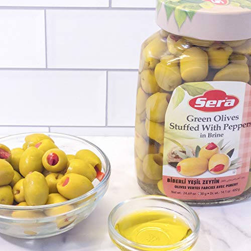 Sera Green Olives Stuffed With Peppers In Brine Great For Snacki