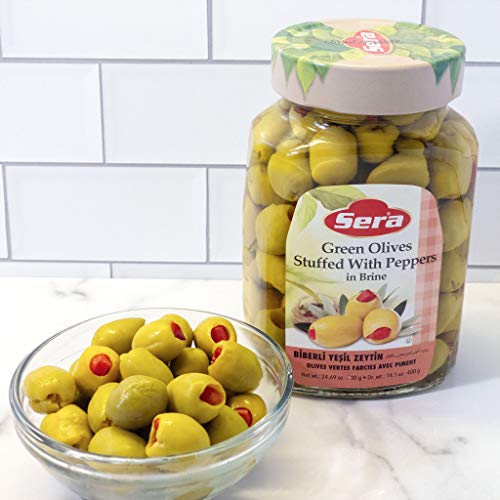 Sera Green Olives Stuffed With Peppers In Brine Great For Snacki