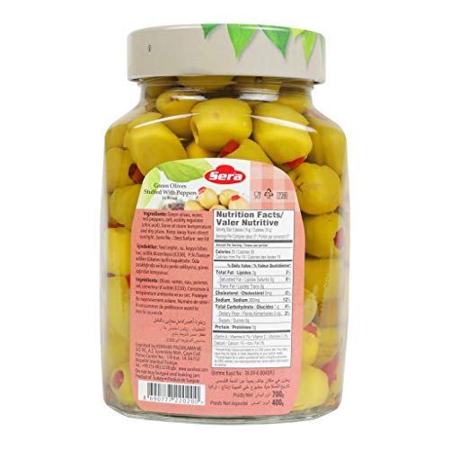 Sera Green Olives Stuffed With Peppers In Brine Great For Snacki