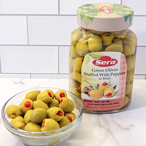Sera Green Olives Stuffed With Peppers In Brine Great For Snacki