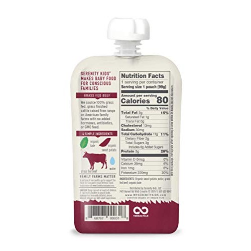 Serenity Kids Baby Food, Grass Fed Beef With Organic Kale And Sw