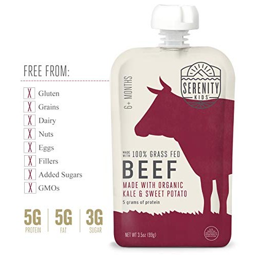 Serenity Kids Baby Food, Grass Fed Beef With Organic Kale And Sw
