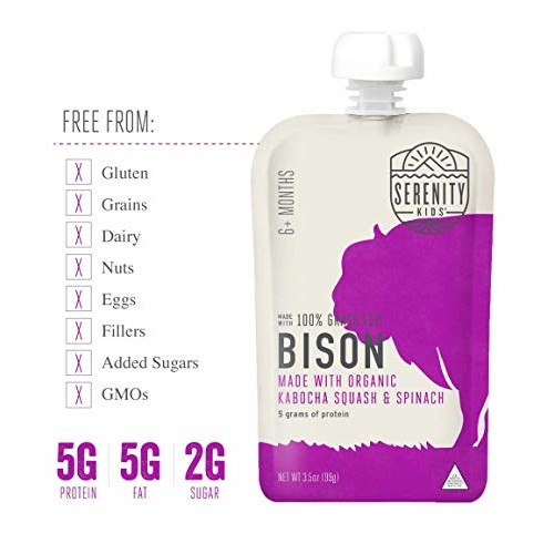 Serenity Kids Baby Food, Grass Fed Bison With Organic Kabocha Sq