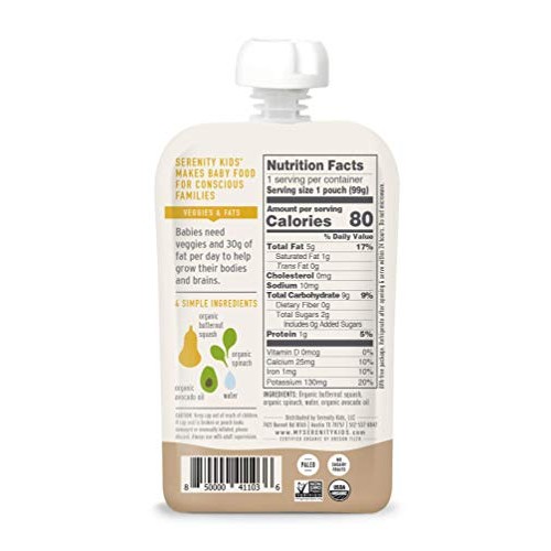Serenity Kids Baby Food, Organic Butternut Squash And Spinach Wi