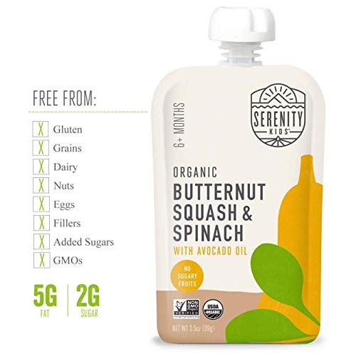 Serenity Kids Baby Food, Organic Butternut Squash And Spinach Wi