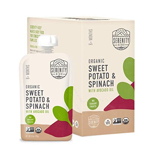 Serenity Kids Baby Food, Organic Sweet Potato And Spinach With A