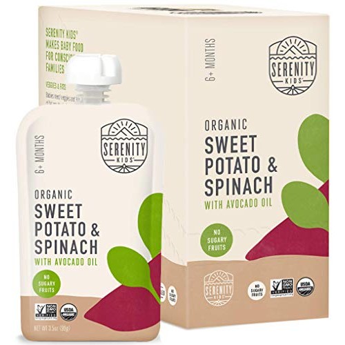 Serenity Kids Baby Food, Organic Sweet Potato And Spinach With A