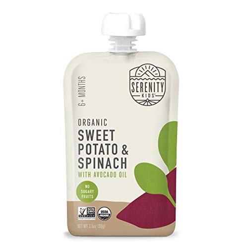Serenity Kids Baby Food, Organic Sweet Potato And Spinach With A