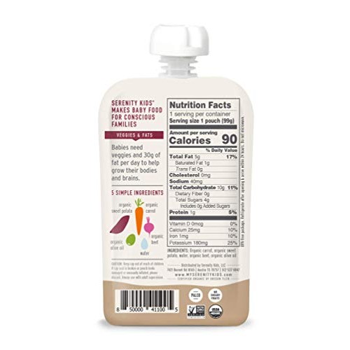 Serenity Kids Baby Food, Organic Sweet Potato, Carrot And Beet W