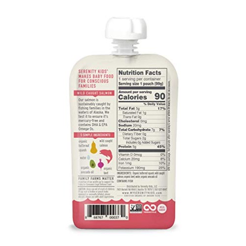 Serenity Kids Baby Food, Wild Caught Coho Salmon With Organic Bu