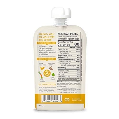 Serenity Kids Toddler Purees, Free Range Turmeric Chicken With B