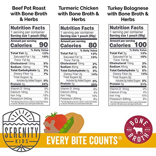 Serenity Kids, Toddler Purees With Bone Broth Variety Pack, For