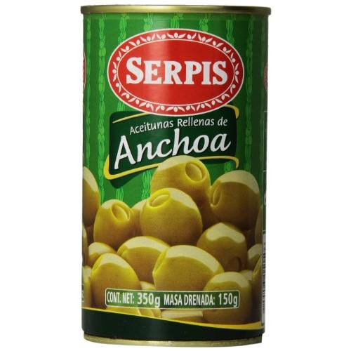 Serpis Olives Stuffed With Anchovies, 12.35 Ounce Pack Of 6
