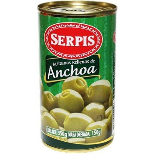 Serpis - Green Olives Stuffed With Anchovies. 12.34 Oz