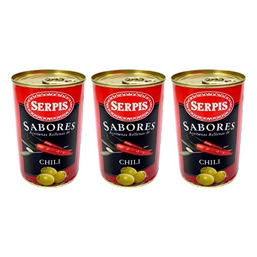 Serpis Spanish Green Olives Stuffed With Pimento Chili, 4.59 Oz
