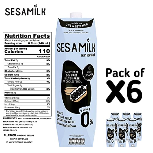 Sesamilk: Sesame Milk Unsweetened Black Sesame Milk, 33.8 Fl O...
