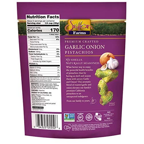 Setton Farms Seasoned Pistachio Kernels, Garlic Onion Flavored,