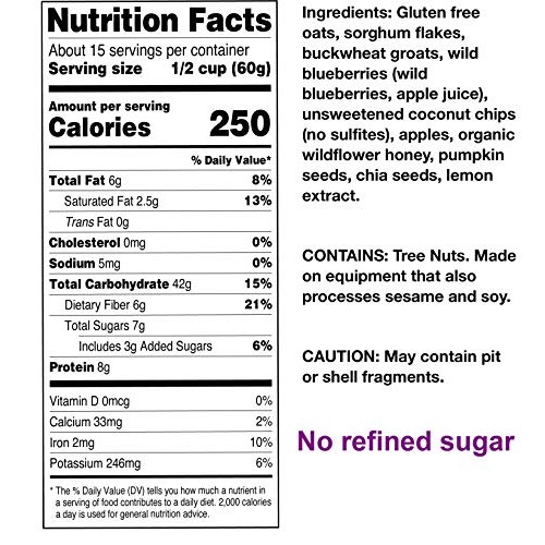 Seven Sundays Blueberry Chia Buckwheat Muesli Cereal, Gluten Fre