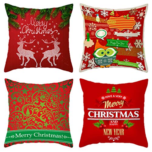 Christmas Pillow Covers, Shan-S Merry Christmas Linen Pillowcase