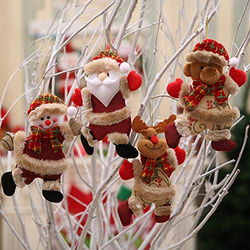 Shan-S 4 Pack Christmas Plush Ornaments, Xmas Hanging Decoration