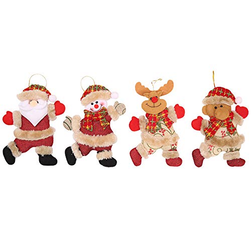 Shan-S 4 Pack Christmas Plush Ornaments, Xmas Hanging Decoration