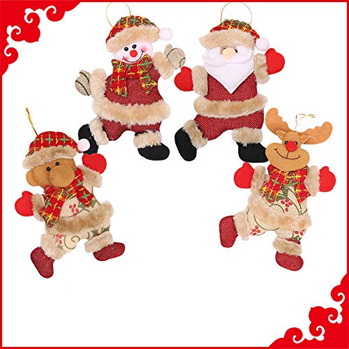 Shan-S 4 Pack Christmas Plush Ornaments, Xmas Hanging Decoration