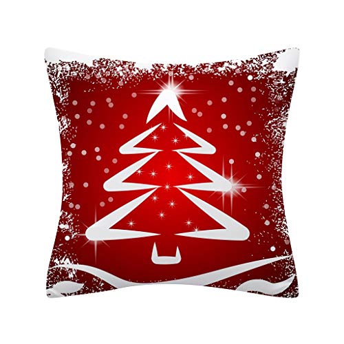 Shan-S 4Pcs Throw Pillow Case,Red Snowflake Snow Snowman Merry C