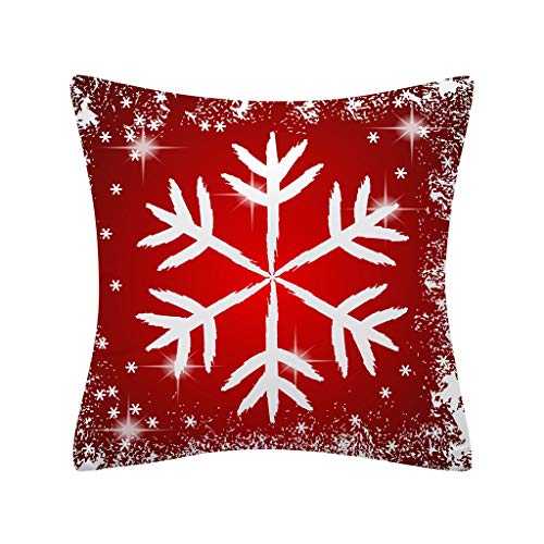 Shan-S 4Pcs Throw Pillow Case,Red Snowflake Snow Snowman Merry C