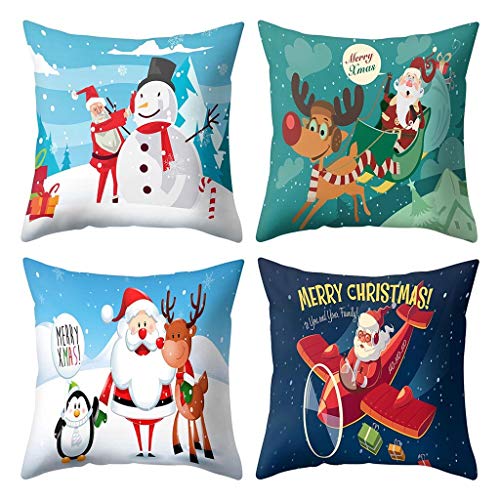 Shan-S Christmas Pillow Covers 18 X 18, Set Of 4 - Santa Claus