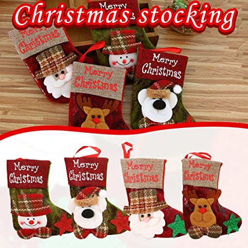 Shan-S Christmas Stockings,3D Character Plush Santa, Snowman, Re
