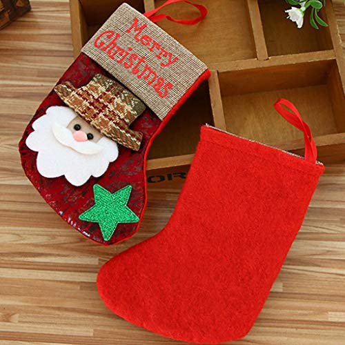 Shan-S Christmas Stockings,3D Character Plush Santa, Snowman, Re