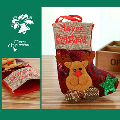 Shan-S Christmas Stockings,3D Character Plush Santa, Snowman, Re