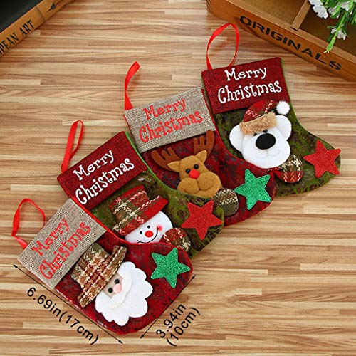Shan-S Christmas Stockings,3D Character Plush Santa, Snowman, Re