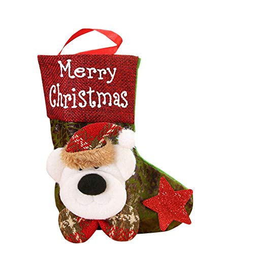 Shan-S Christmas Stockings,3D Character Plush Santa, Snowman, Re