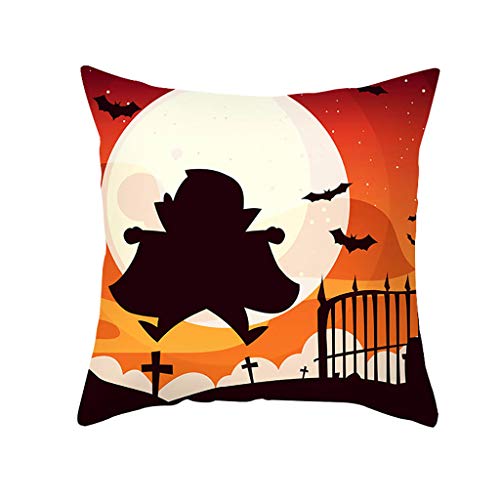 Shan-S Halloween Pillow Covers,18 X 18 Inch Owl/Bat/Witch/Castle
