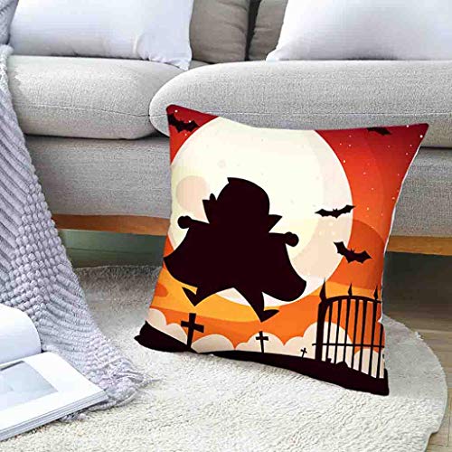 Shan-S Halloween Pillow Covers,18 X 18 Inch Owl/Bat/Witch/Castle