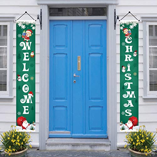 Shan-S Merry Christmas Banner,Porch Welcome Christmas Sign Decor
