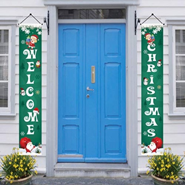 Shan-S Merry Christmas Banner,Porch Welcome Christmas Sign Decor...