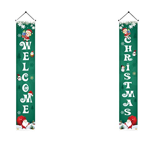 Shan-S Merry Christmas Banner,Porch Welcome Christmas Sign Decor