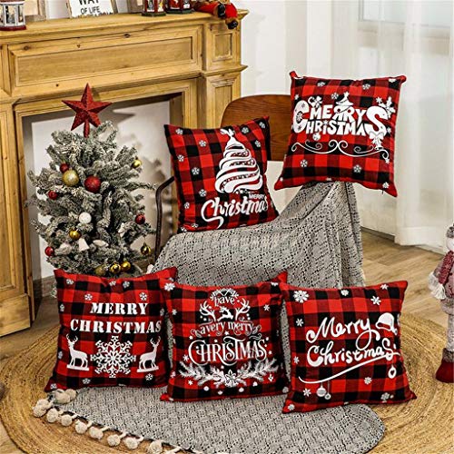 Shan-S Merry Christmas Pillow Case Throw Cushion Cover Xmas Tree