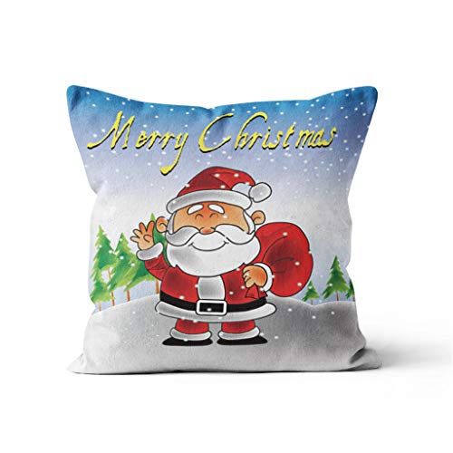 Shan-S Merry Christmas Throw Pillow Covers, Cartoon Santa Claus
