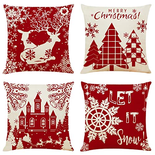 Shan-S Set Of 4 Merry Christmas Decorative Throw Pillow Covers 1