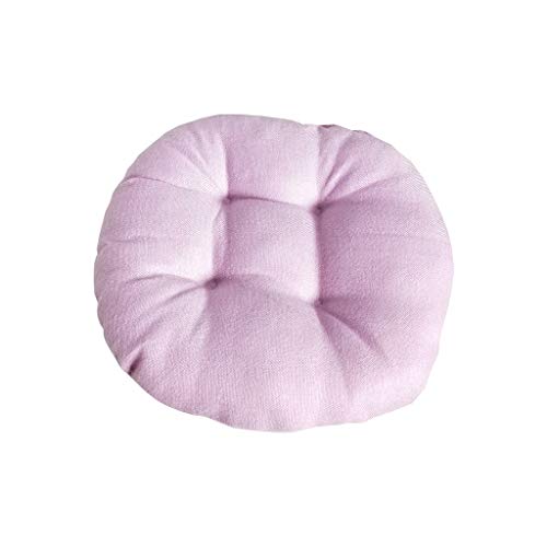 Shan-S Solid Color Round Cotton Floor Cushion, Cotton Linen Brea