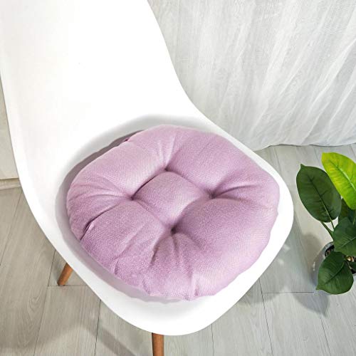 Shan-S Solid Color Round Cotton Floor Cushion, Cotton Linen Brea