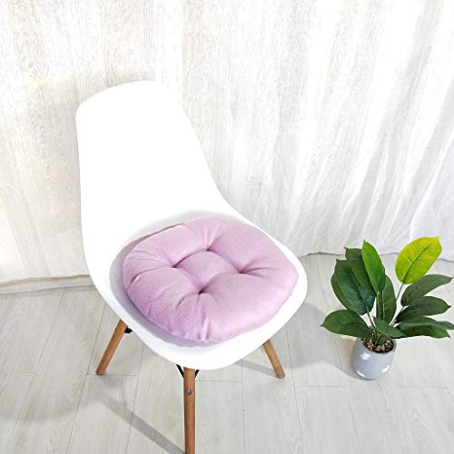 Shan-S Solid Color Round Cotton Floor Cushion, Cotton Linen Brea